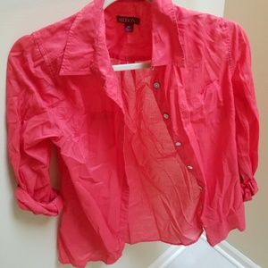 Merona pink salmon casual button down xs